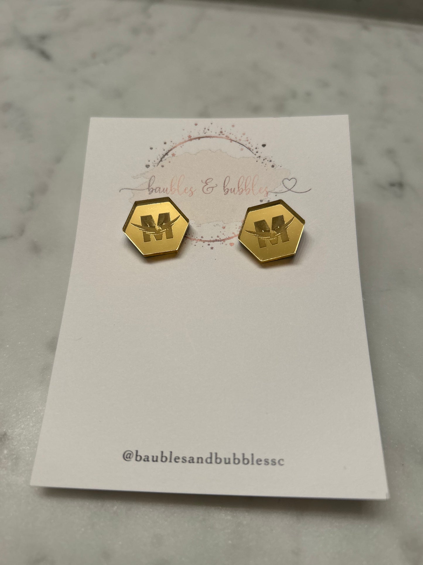 Baubles & Bubbles Hexagon Studs in Gold