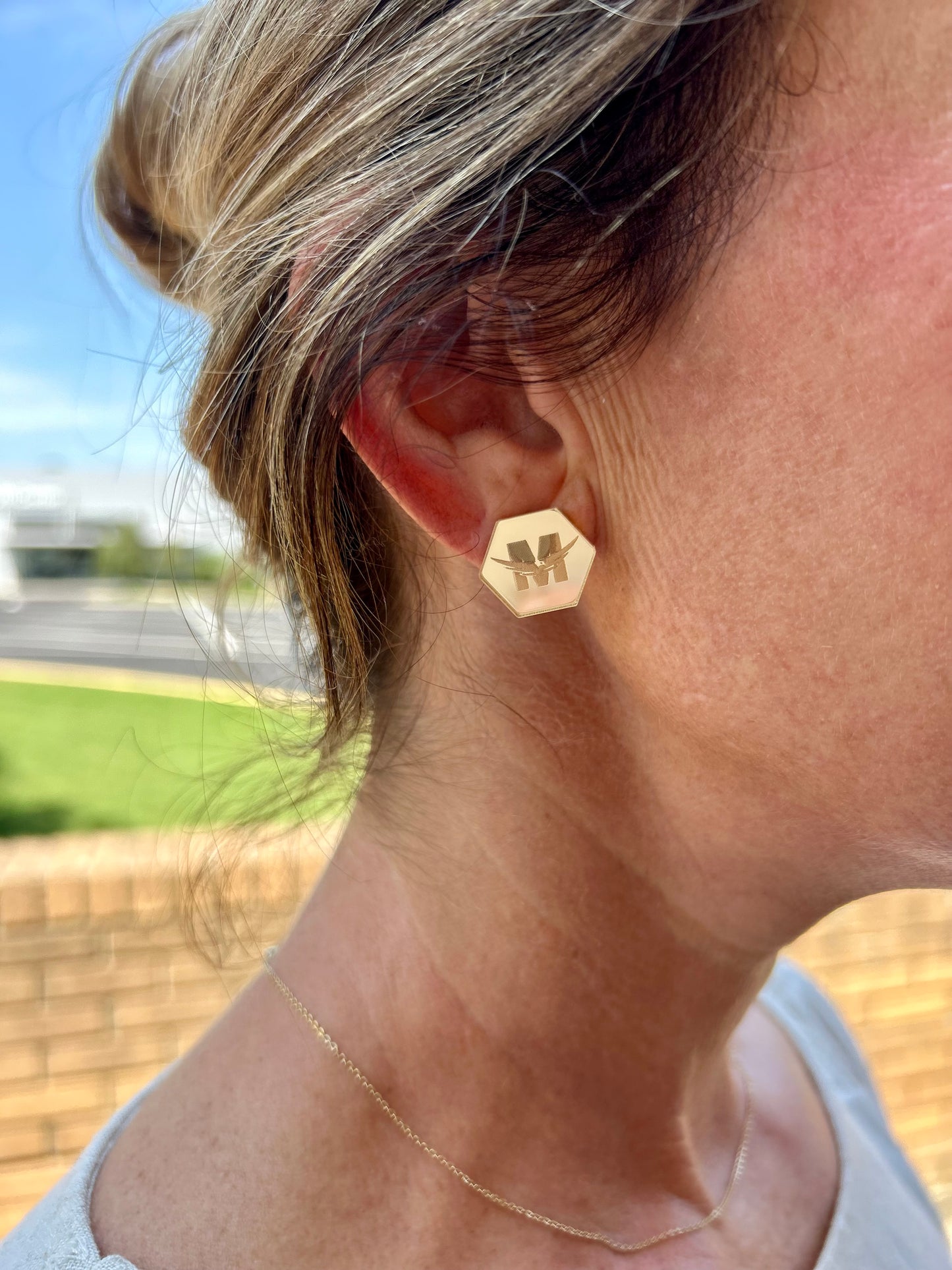 Baubles & Bubbles Hexagon Studs in Gold