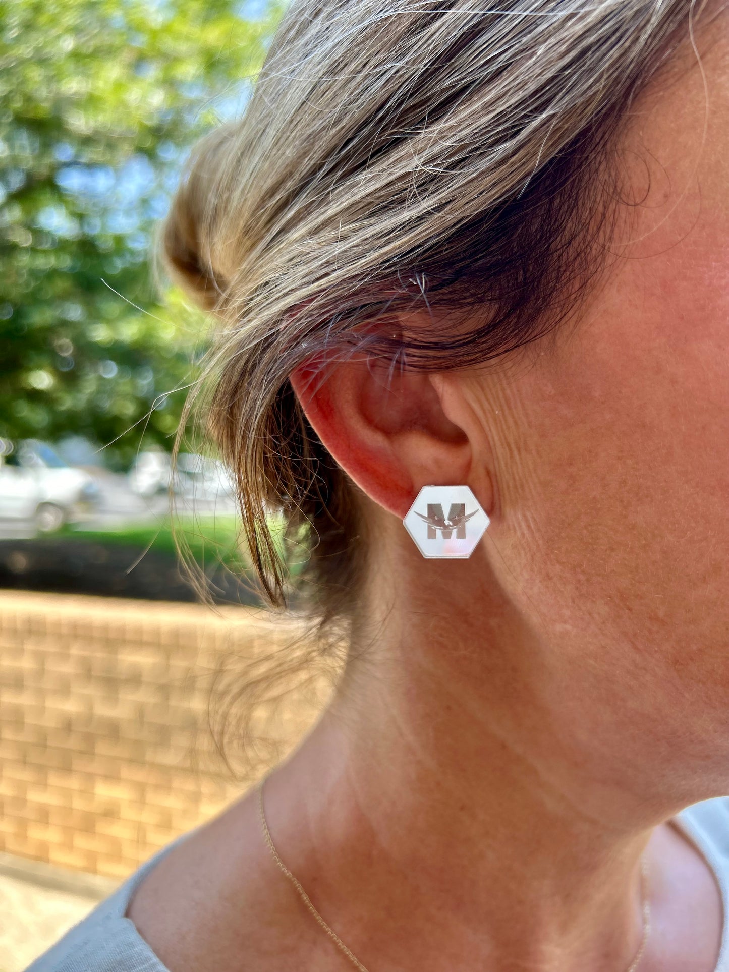 Baubles & Bubbles Hexagon Studs in Silver