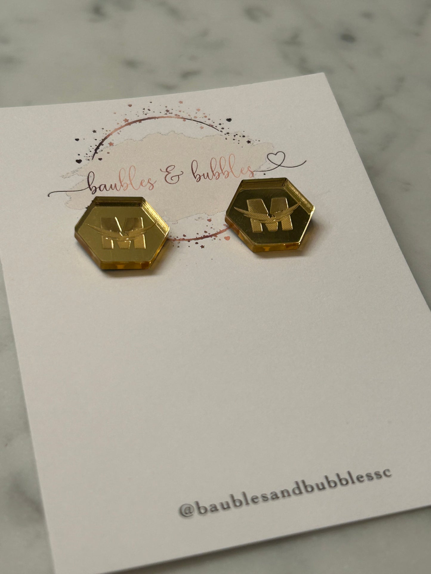 Baubles & Bubbles Hexagon Studs in Gold