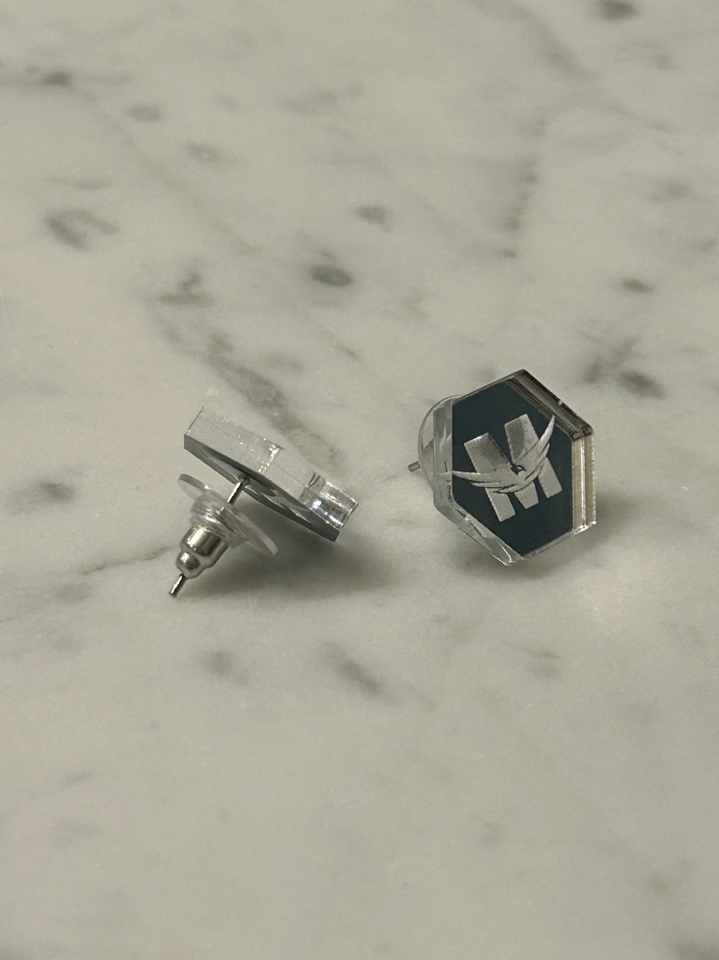 Baubles & Bubbles Hexagon Studs in Silver