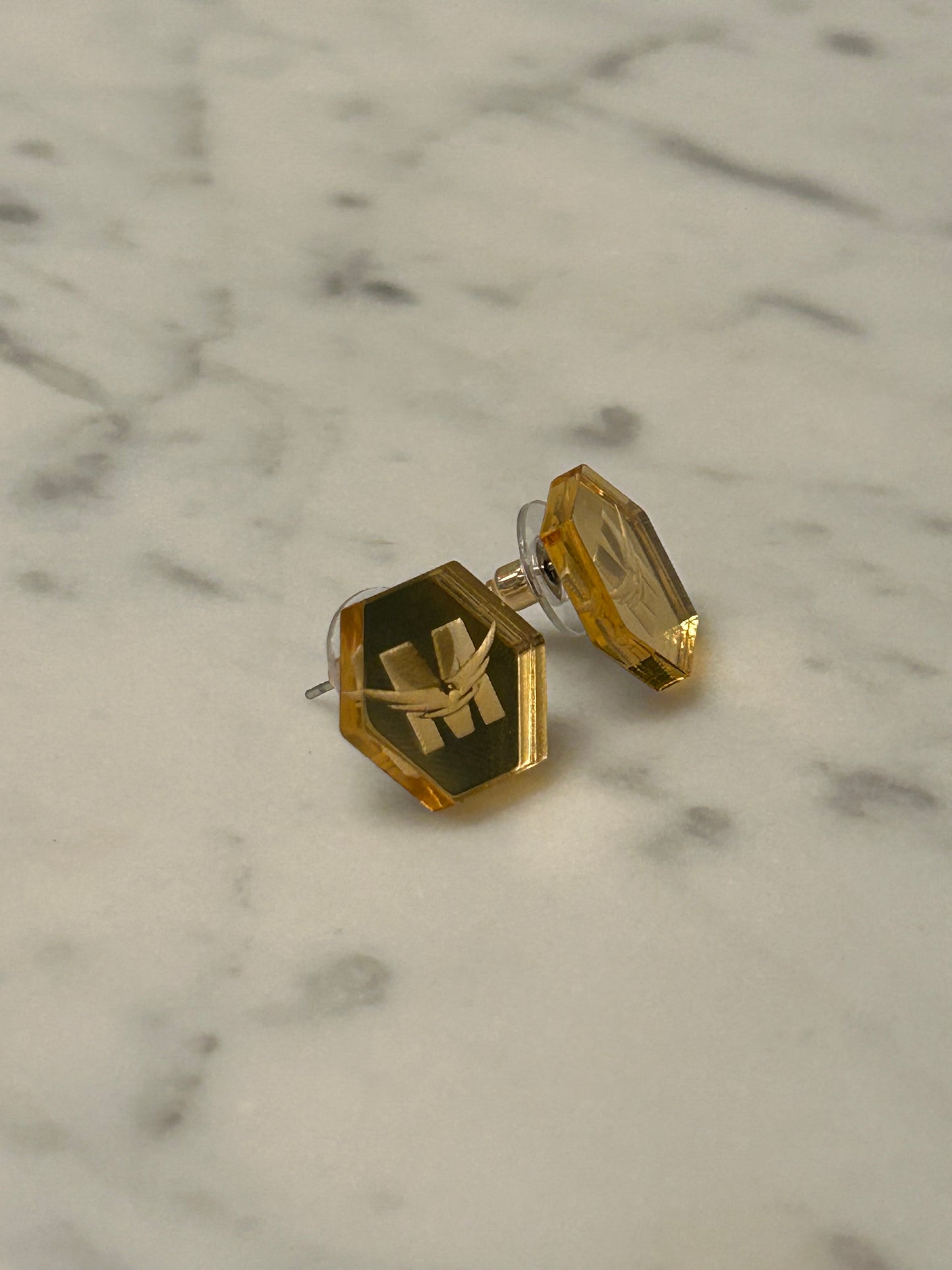 Baubles & Bubbles Hexagon Studs in Gold