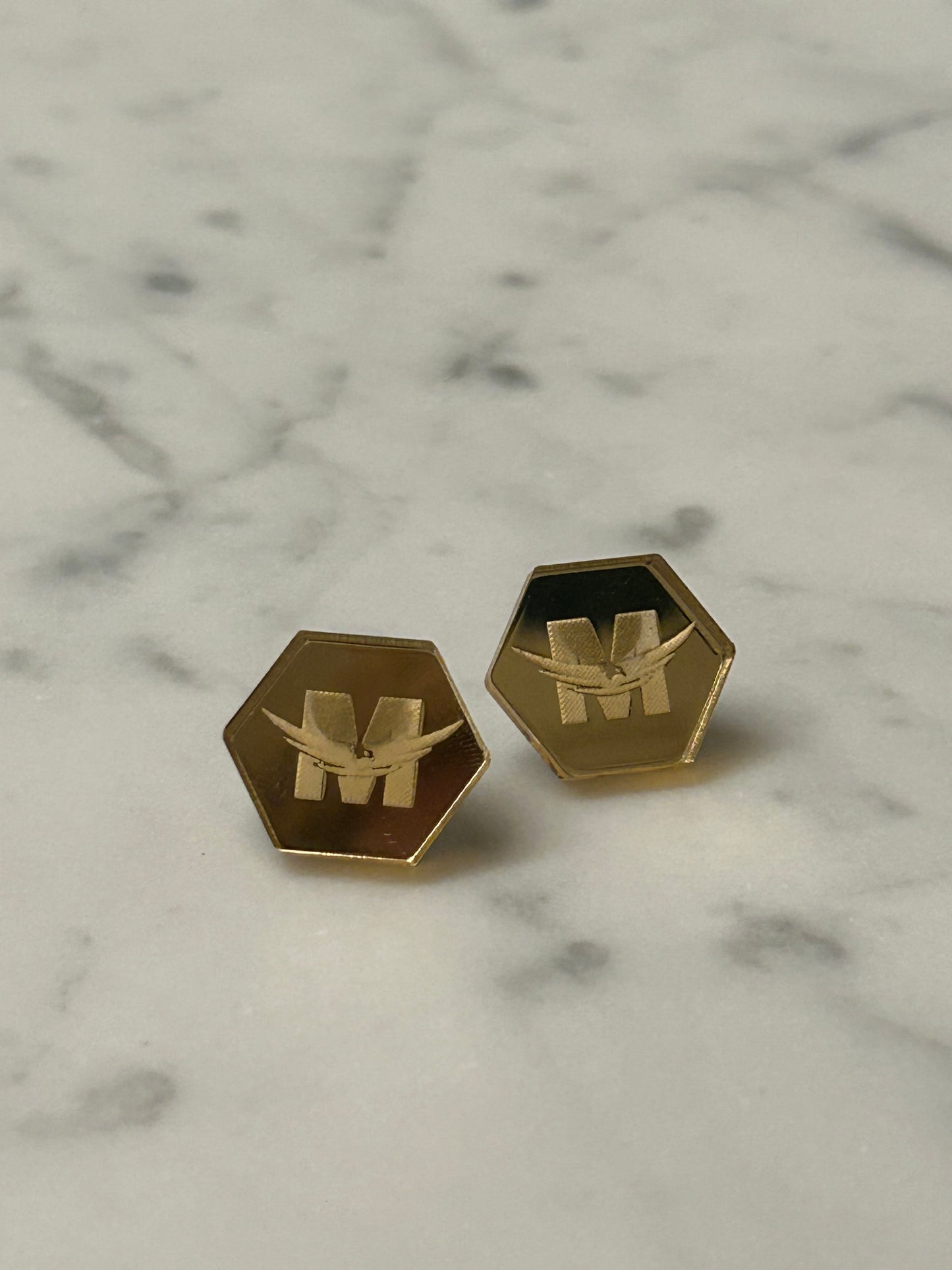 Baubles & Bubbles Hexagon Studs in Gold